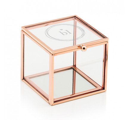 Small Glass Jewellery Box With Rose Gold - Monogram Simplicity Etching