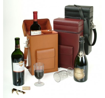 Leather Connoisseur Wine Carrier - Genuine Leather Case