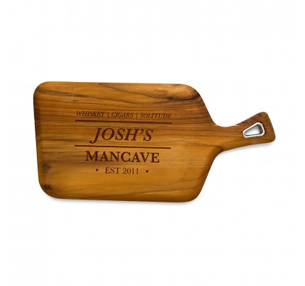  Men's Barware Etched Teak Cutting And Serving Board Gift