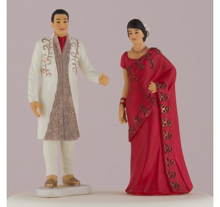 Traditional Indian Bride & Groom Figurine Wedding Cake Topper - Combo