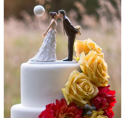 Leaning In For A Kiss - Balloon Wedding Cake Topper