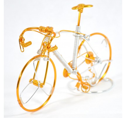 Gold Mountain Bicycle Wire Art Model - Handmade Bike Gift