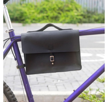 Bicycle Frame Bag - Genuine Leather Bicycle Frame Bag black