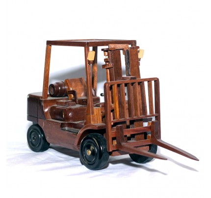 Mahogany Wooden Forklift truck scale model