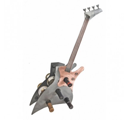 Metal Guitar 4 Bottle Tabletop Wine Rack 