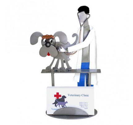 Veterinarian Examining Dog Business Card Holder