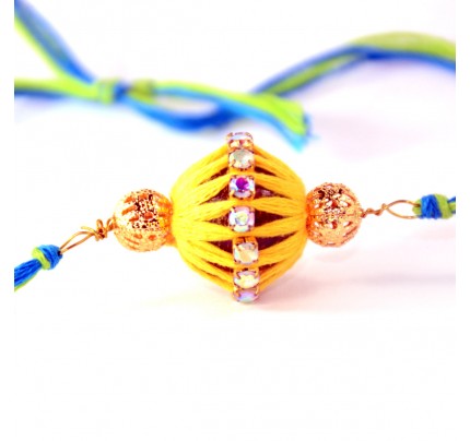 Yellow - Dolki Beads Handmade Styled Rakhi