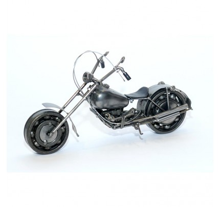 Harley Davidson : Motorcycle Model Metal Sculpture - 15cm Gray Medium