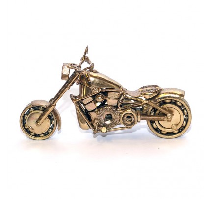 Harley Fatboy : Motorcycle Model 30cm Metal Sculpture - Gold