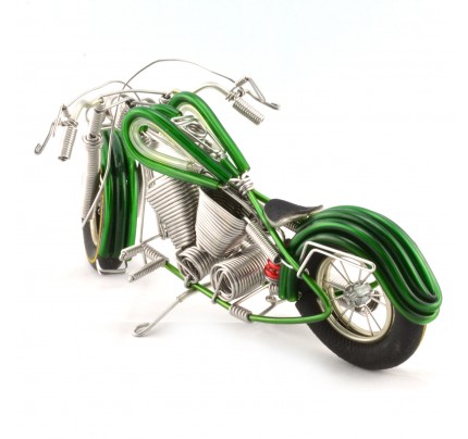 Wire Art Motorcycle Green - Handmade Aluminium Wire Art Sculpture