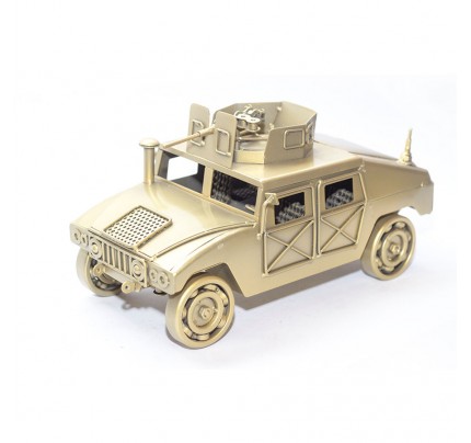 Military Humvee (Gold) Model with machine gun : Scrap Metal Sculpture