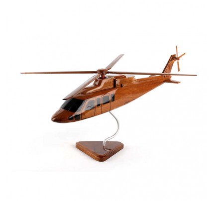 Sikorsky S-76 Natural Mohogany Wood Helicopter - Military Aircraft