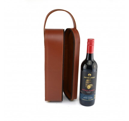 Leather Single Wine Carrying Case - Genuine Leather