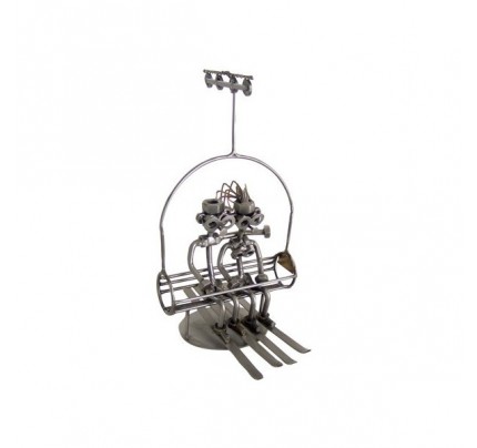 Recycled metal art Skier Chair Lift Sculpture