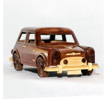 Mini Cooper Wooden Model Car : Handcrafted Mahogany