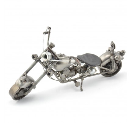 Harley Davidson : Motorcycle Metal Sculpture - 18cm, Gray Small (M09)