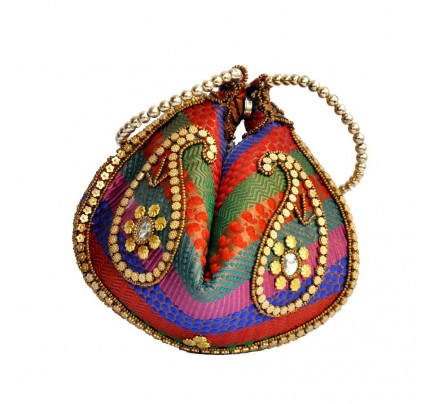 Multicolor Brocade Nightout Potli Bag for parties