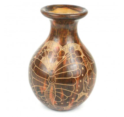 Handmade 5-inch Tall Vase - Butterfly Design