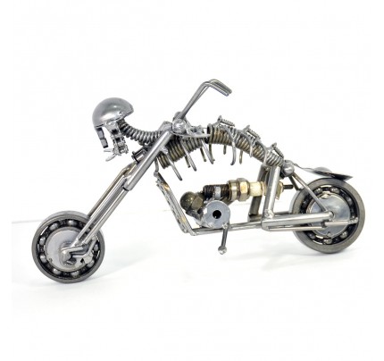 Metal Skeleton Ghost Rider Motorcycle Sculpture