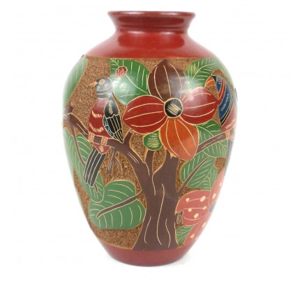 Handmade 7-inch Tall Vase - Tree of Life Design