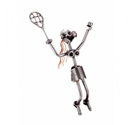 Recycled metal art Tennis Serve Female Sculpture