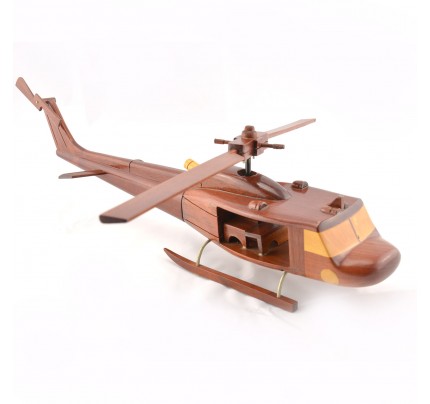 May bay UH-1 Bell Huey Mahogany Wooden Helicopter Scale Model Replica