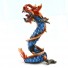 Dragon Sculpture - Wooden Carved Coiled Stance Statuette / statue - Blue