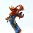 Dragon Sculpture - Wooden Carved Coiled Stance Statuette / statue - Blue
