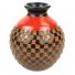 Checkers Vase - Handmade Decorative Red Black and Tan Vase