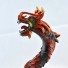 Dragon auspicious Coiled Stance Sculpture - Wooden Carved Statuette in Red