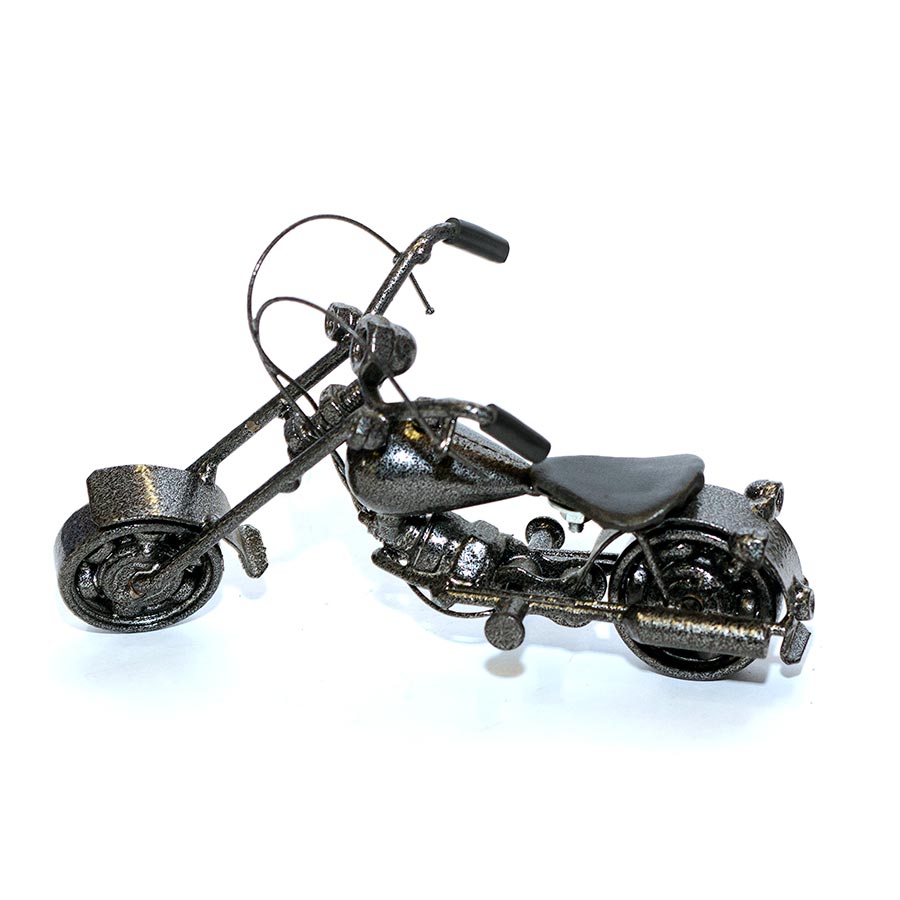 Harley Davidson Motorcycle Metal Sculpture 18cm, Gray Small (M09)