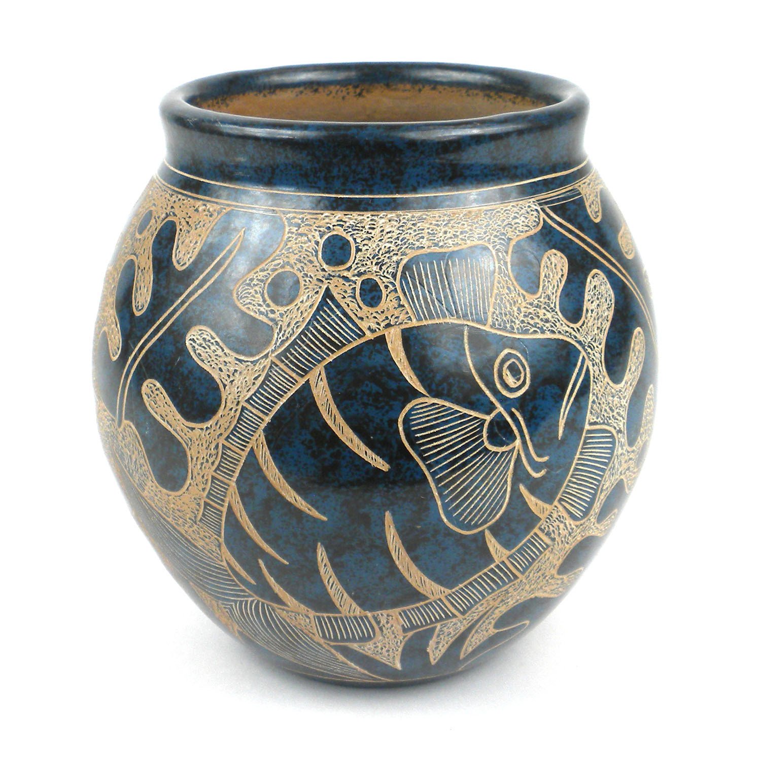 Blue Fish Vase Handmade 5inch Tall Vase Blue Fish Design